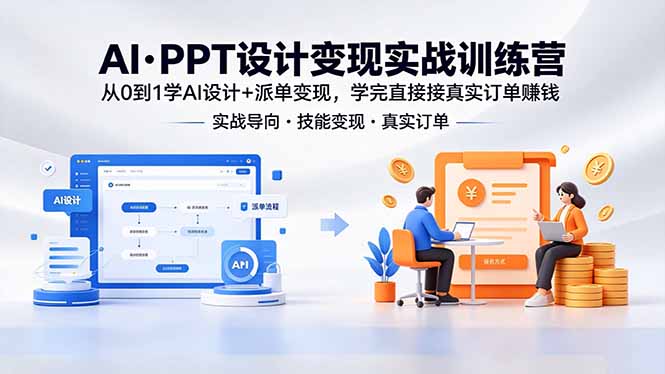 AI·PPT设计变现实战训练营，从0到1学AI设计+派单变现，学完直接接真实订单赚钱-保成圈-山云人力,分享创业咨询_最新网络项目资源