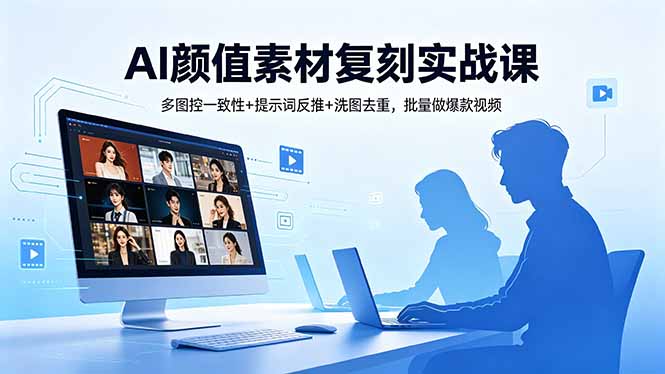 AI颜值素材复刻实战课，多图控一致性+提示词反推+洗图去重，批量做爆款视频-保成圈-山云人力,分享创业咨询_最新网络项目资源