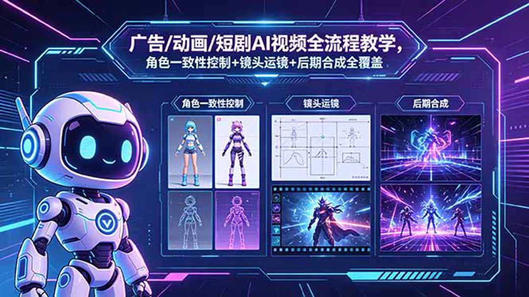 广告/动画/短剧AI视频全流程教学，角色一致性控制+镜头运镜+后期合成全覆盖-保成圈-山云人力,分享创业咨询_最新网络项目资源