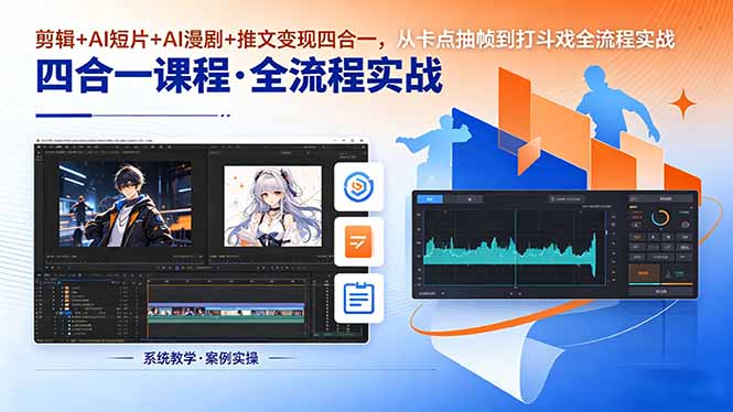 剪辑+AI短片+AI漫剧+推文变现四合一，从卡点抽帧到打斗戏全流程实战-保成圈-山云人力,分享创业咨询_最新网络项目资源