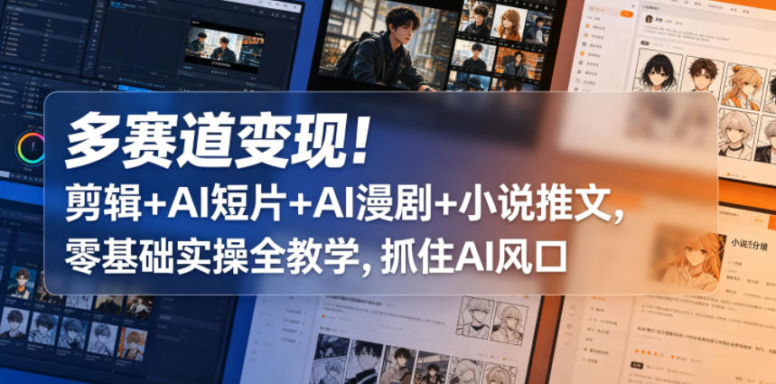 多赛道变现！剪辑+AI短片+AI漫剧+小说推文，零基础实操全教学，抓住AI风口-保成圈-山云人力,分享创业咨询_最新网络项目资源