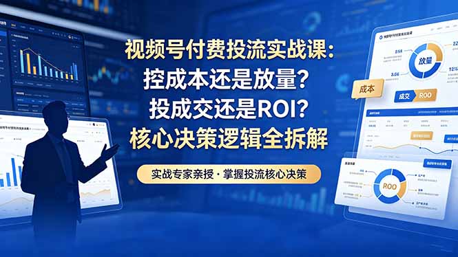 视频号付费投流实战课-5月：控成本还是放量？投成交还是ROI？核心决策逻辑全拆解-保成圈-山云人力,分享创业咨询_最新网络项目资源