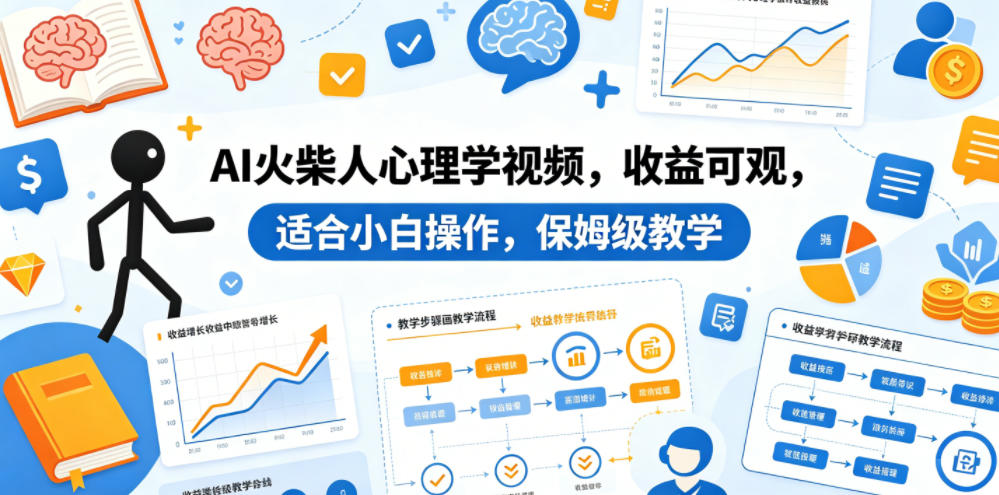 AI火柴人心理学视频，收益可观，适合小白操作，保姆级教学-保成圈-山云人力,分享创业咨询_最新网络项目资源