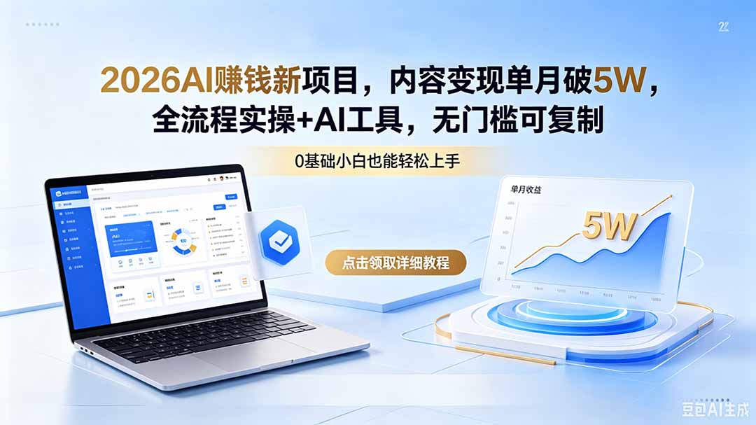 2026AI赚钱新项目，内容变现单月破5W，全流程实操+AI工具，无门槛可复制-保成圈-山云人力,分享创业咨询_最新网络项目资源