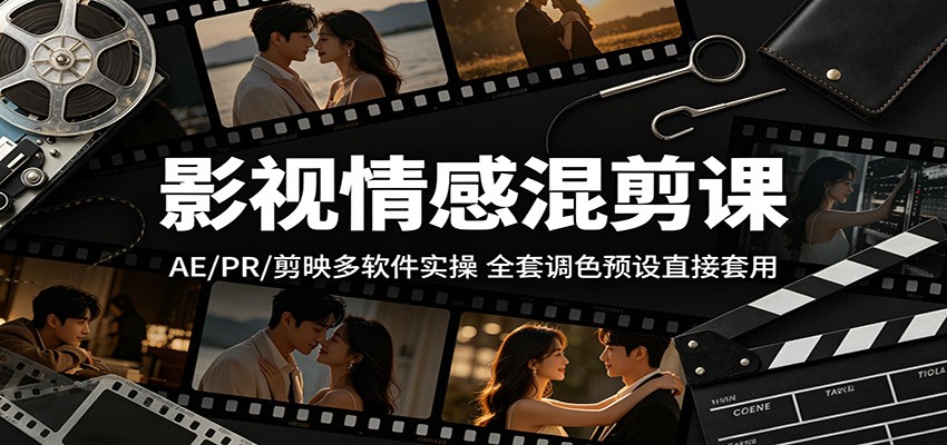 影视情感混剪课：AE/PR/剪映多软件实操，全套调色预设直接套用-保成圈-山云人力,分享创业咨询_最新网络项目资源