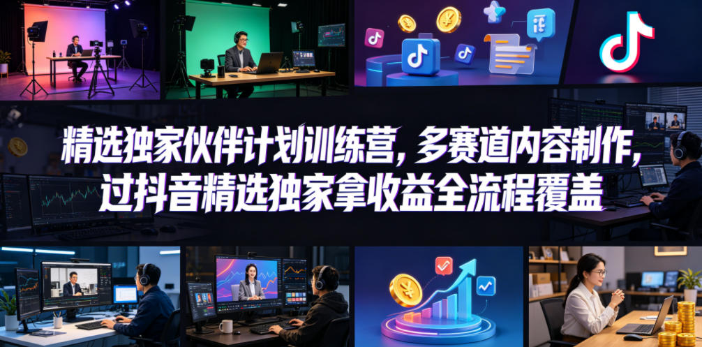 小豁食堂精选独家伙伴计划训练营，多赛道内容制作，过抖音精选独家拿收益全流程覆盖-保成圈-山云人力,分享创业咨询_最新网络项目资源
