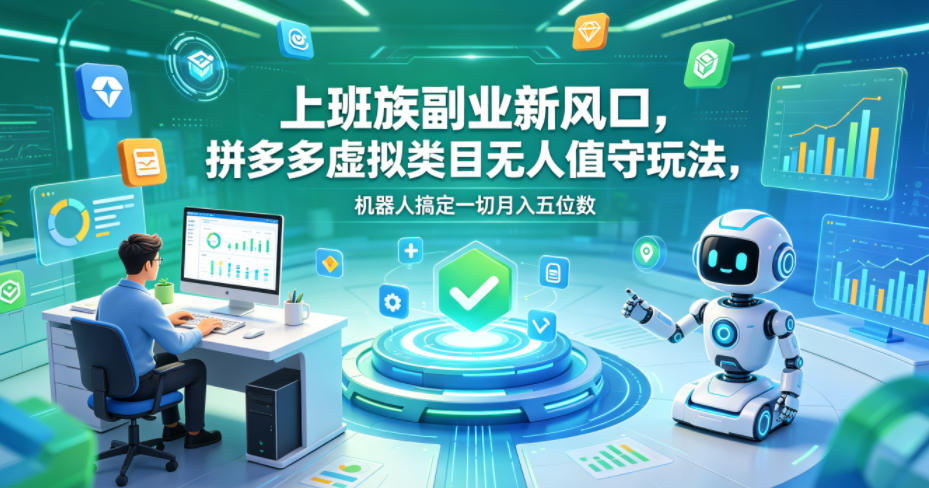 上班族副业新风口，拼多多虚拟类目无人值守玩法，机器人搞定一切月入五位数【揭秘】-保成圈-山云人力,分享创业咨询_最新网络项目资源
