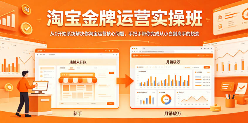 淘宝金牌运营实操班，从0开始系统解决你淘宝运营核心问题，手把手带你完成从小白到高手的蜕变-保成圈-山云人力,分享创业咨询_最新网络项目资源