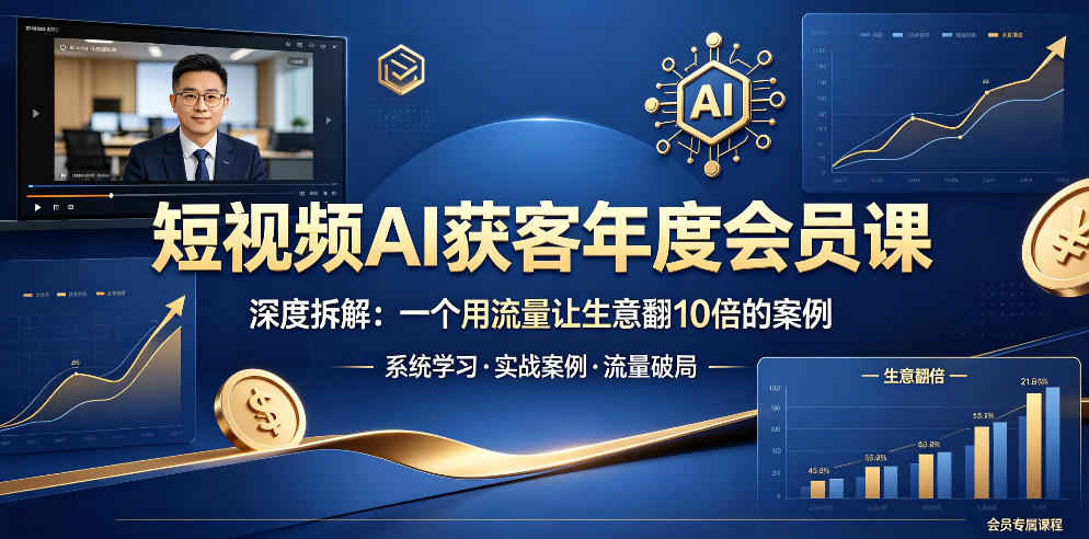 短视频AI获客年度会员课，深度拆解，一个用流量让生意翻10倍的案例-保成圈-山云人力,分享创业咨询_最新网络项目资源