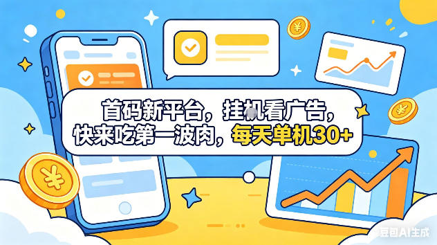首码新平台，挂G自动看广告，快来吃第一波肉，每天单机30+，可矩阵放大【揭秘】-保成圈-山云人力,分享创业咨询_最新网络项目资源