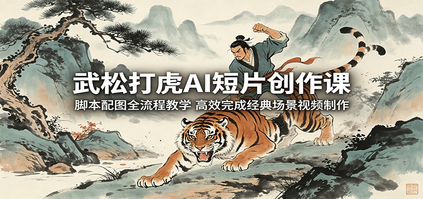 武松打虎AI短片创作课：脚本配图全流程教学，高效完成经典场景视频制作-保成圈-山云人力,分享创业咨询_最新网络项目资源