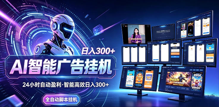 AI智能广告挂G项目，无需人工，单机稳定日入200+，可矩阵放大，24小时不间断刷广告賺收益【揭秘】-保成圈-山云人力,分享创业咨询_最新网络项目资源