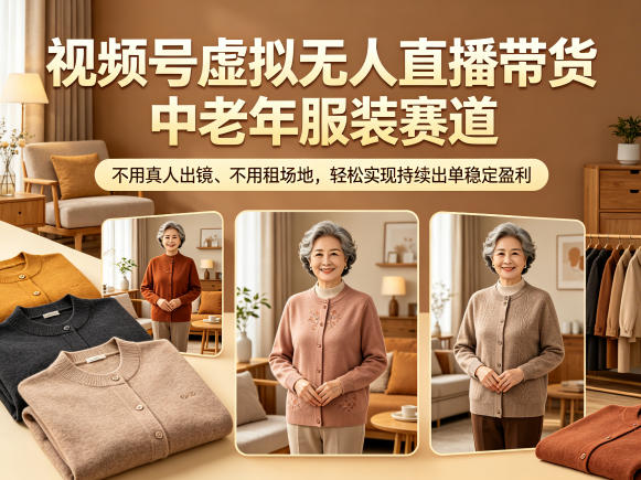 视频号虚拟无人直播带货中老年服装赛道，不用真人出镜、不用租场地，轻松实现持续出单稳定盈利-保成圈-山云人力,分享创业咨询_最新网络项目资源