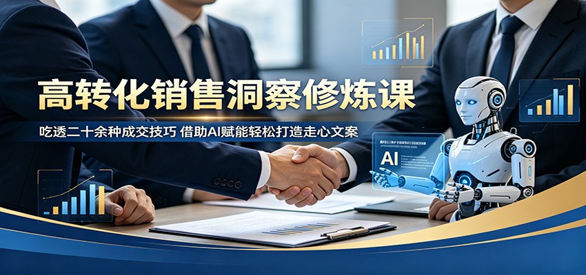 高转化销售洞察修炼课：吃透二十余种成交技巧，借助AI赋能轻松打造走心文案-保成圈-山云人力,分享创业咨询_最新网络项目资源