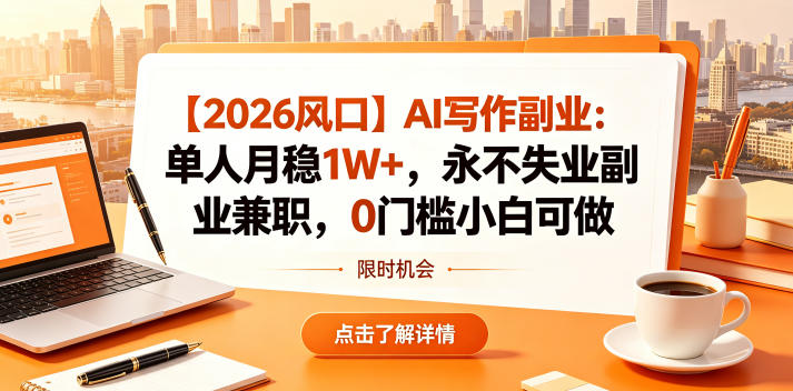 【2026风口】AI写作副业：单人月稳1W+，永不失业副业兼职，0门槛小白可做【揭秘】-保成圈-山云人力,分享创业咨询_最新网络项目资源