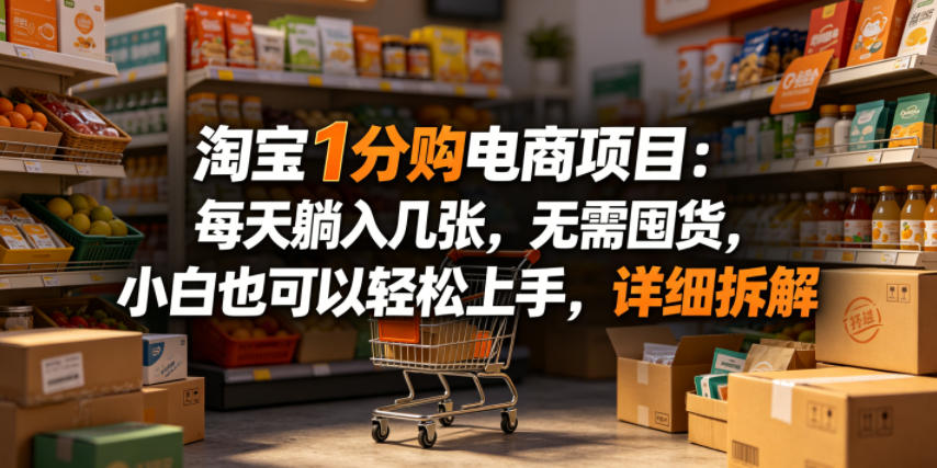 淘宝1分购电商项目：每天躺入几张，无需囤货，小白也可以轻松上手，详细拆解-保成圈-山云人力,分享创业咨询_最新网络项目资源