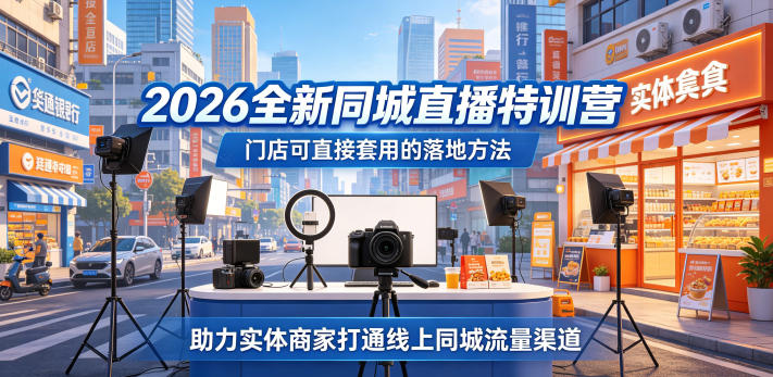 2026全新同城直播特训营，门店可直接套用的落地方法，助力实体商家打通线上同城流量渠道-保成圈-山云人力,分享创业咨询_最新网络项目资源