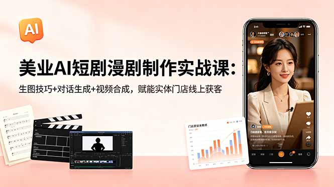 美业AI短剧漫剧制作实战课：生图技巧+对话生成+视频合成，赋能实体门店线上获客-保成圈-山云人力,分享创业咨询_最新网络项目资源