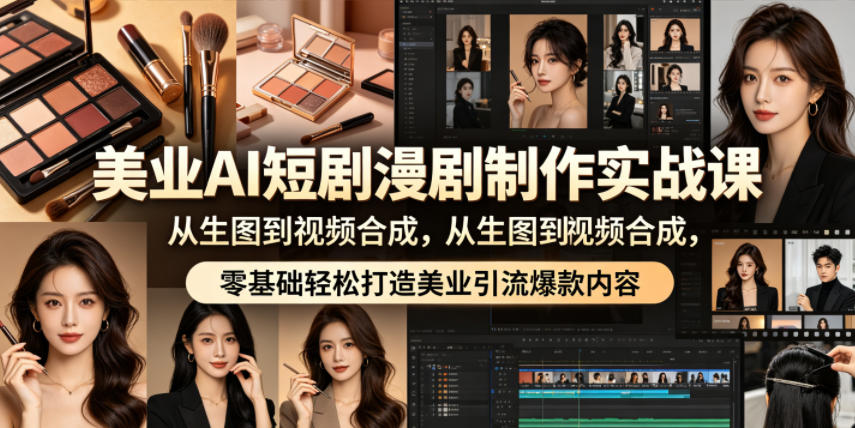 美业AI短剧漫剧制作实战课，从生图到视频合成，零基础轻松打造美业引流爆款内容-保成圈-山云人力,分享创业咨询_最新网络项目资源