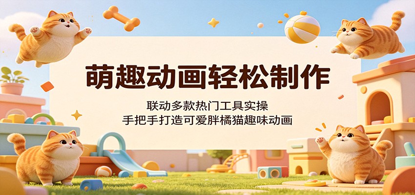 萌趣动画轻松制作，联动多款热门工具实操，手把手打造可爱胖橘猫趣味动画-保成圈-山云人力,分享创业咨询_最新网络项目资源