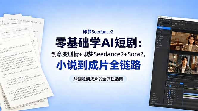 零基础学AI短剧：创意变剧情+即梦Seedance2+Sora2，小说到成片全链路-保成圈-山云人力,分享创业咨询_最新网络项目资源