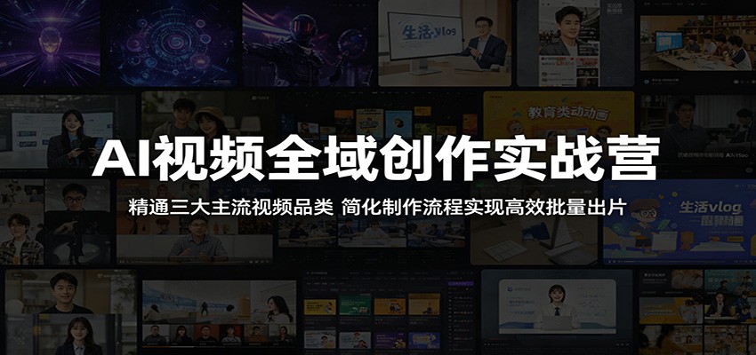 AI视频全域创作实战营：精通三大主流视频品类，简化制作流程实现高效批量出片-保成圈-山云人力,分享创业咨询_最新网络项目资源