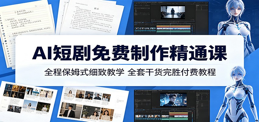 AI短剧免费制作精通课：全程保姆式细致教学，全套干货完胜付费教程-保成圈-山云人力,分享创业咨询_最新网络项目资源