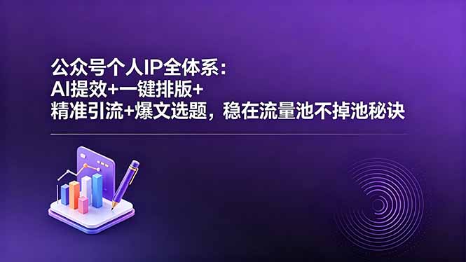 公众号个人IP全体系：AI提效+一键排版+精准引流+爆文选题，稳在流量池不掉池秘诀-保成圈-山云人力,分享创业咨询_最新网络项目资源