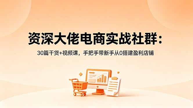 资深大佬电商实战社群：30篇干货+视频课，手把手带新手从0搭建盈利店铺-保成圈-山云人力,分享创业咨询_最新网络项目资源