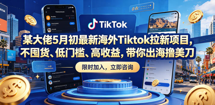 某大佬5月初最新海外Tiktok拉新项目，不囤货、低门槛、高收益，带你出海撸美刀-保成圈-山云人力,分享创业咨询_最新网络项目资源
