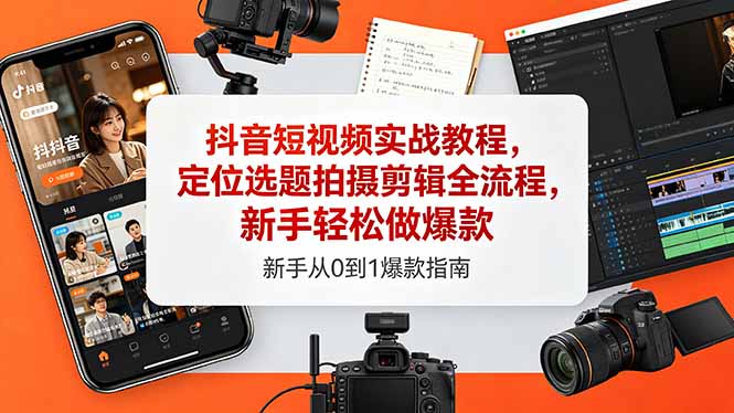 抖音短视频实战教程，定位选题拍摄剪辑全流程，新手轻松做爆款-保成圈-山云人力,分享创业咨询_最新网络项目资源