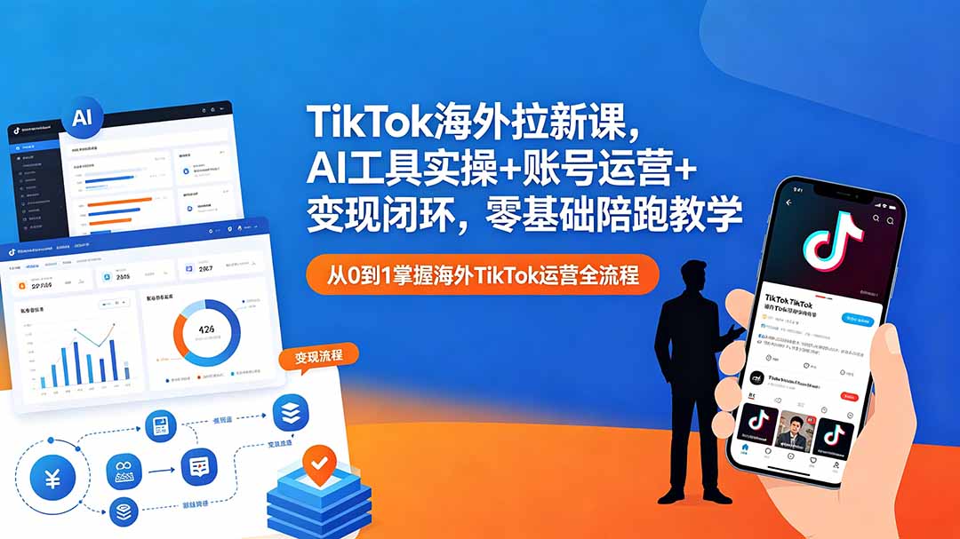 TikTok海外拉新课，AI工具实操+账号运营+变现闭环，零基础陪跑教学-保成圈-山云人力,分享创业咨询_最新网络项目资源