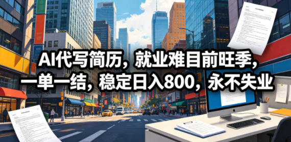 AI代写简历，就业难目前旺季，一单一结，稳定日入800，永不失业-保成圈-山云人力,分享创业咨询_最新网络项目资源