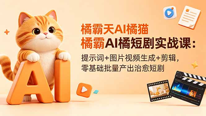 橘霸天AI橘猫短剧实战课：提示词+图片视频生成+剪辑，零基础批量产出治愈短剧-保成圈-山云人力,分享创业咨询_最新网络项目资源