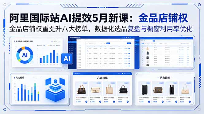阿里国际站AI提效5月新课：金品店铺权重提升八大榜单，数据化选品复盘与橱窗利用率优化-保成圈-山云人力,分享创业咨询_最新网络项目资源