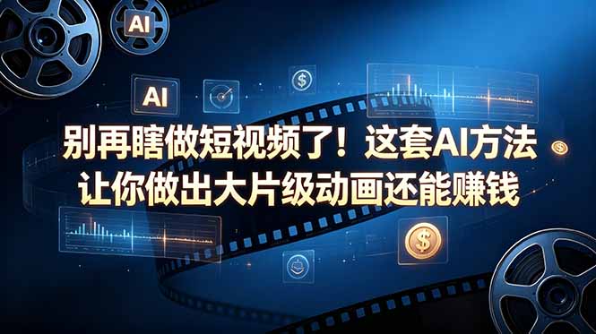 别再瞎做短视频了！这套 AI 方法让你做出大片级动画还能赚钱【原创双语字幕】-保成圈-山云人力,分享创业咨询_最新网络项目资源