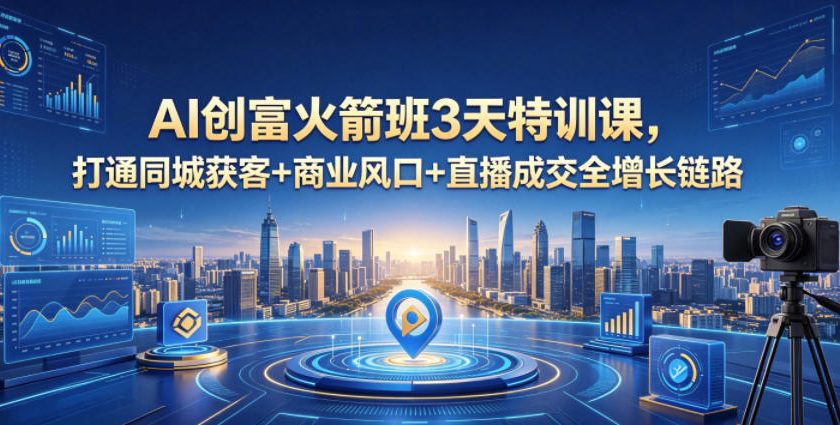 AI创富火箭班3天特训课，打通同城获客+商业风口+直播成交全增长链路，2026年4月新课-保成圈-山云人力,分享创业咨询_最新网络项目资源