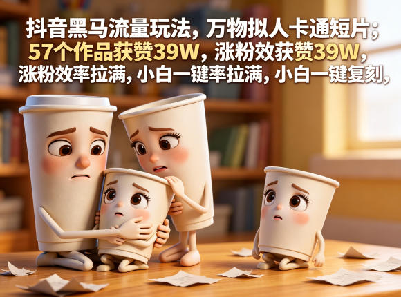 抖音黑马流量玩法，万物拟人卡通短片，57个作品获赞39W，涨粉效率拉满，小白一键复刻，保姆级拆解-保成圈-山云人力,分享创业咨询_最新网络项目资源