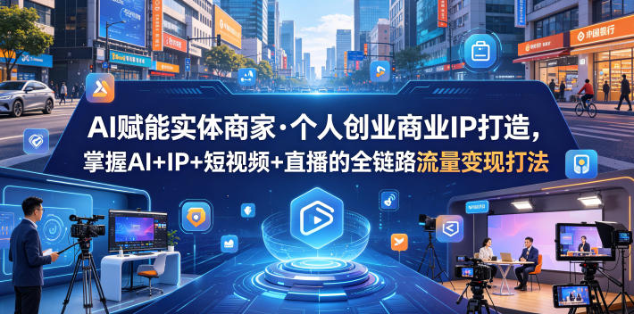AI赋能实体商家·个人创业商业IP打造，掌握AI+IP+短视频+直播的全链路流量变现打法-保成圈-山云人力,分享创业咨询_最新网络项目资源