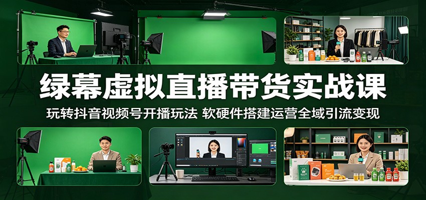 绿幕虚拟直播带货实战课：玩转抖音视频号开播玩法，软硬件搭建运营全域引流变现-保成圈-山云人力,分享创业咨询_最新网络项目资源