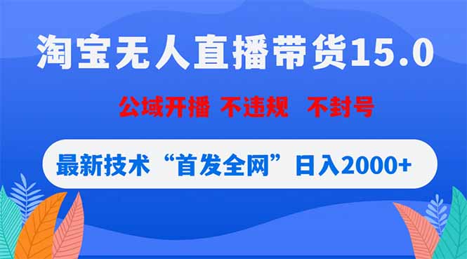 淘宝无人直播带货15.0，不封号，不违规，公域玩法，首发全网日入2000+-保成圈-山云人力,分享创业咨询_最新网络项目资源
