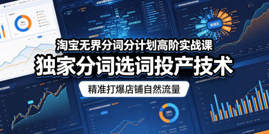 淘宝无界分词分计划高阶实战课，独家分词选词投产技术，精准打爆店铺自然流量-保成圈-山云人力,分享创业咨询_最新网络项目资源