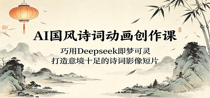 AI国风诗词动画创作课：巧用Deepseek即梦可灵，打造意境十足的诗词影像短片-保成圈-山云人力,分享创业咨询_最新网络项目资源
