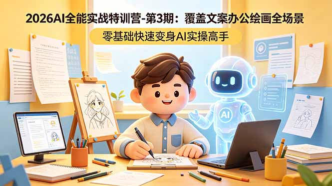 2026AI全能实战特训营-第3期：覆盖文案办公绘画全场景 零基础快速变身AI实操高手-保成圈-山云人力,分享创业咨询_最新网络项目资源