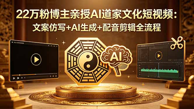 22万粉博主亲授AI道家文化短视频：文案仿写+AI生成+配音剪辑全流程-保成圈-山云人力,分享创业咨询_最新网络项目资源