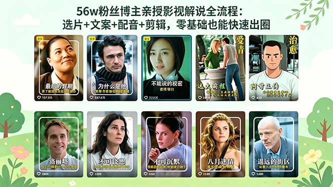 56万粉丝博主亲授影视解说全流程：选片+文案+配音+剪辑，零基础也能快速出圈-保成圈-山云人力,分享创业咨询_最新网络项目资源