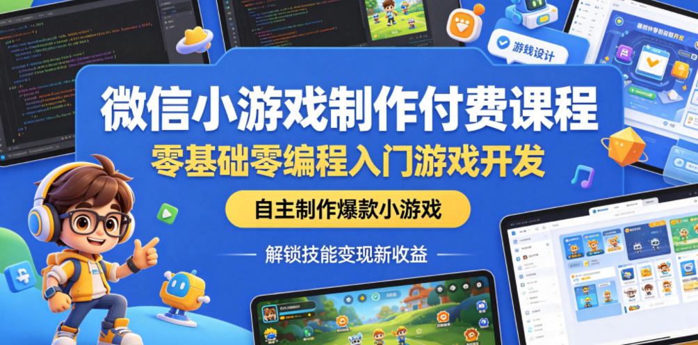微信小游戏制作付费课程，零基础零编程入门游戏开发，自主制作爆款小游戏，解锁技能变现新收益-保成圈-山云人力,分享创业咨询_最新网络项目资源