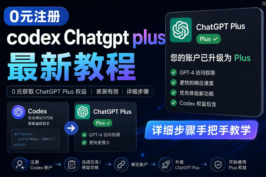 0元全自动注册codex gpt plus最新教程，0元获取GPT Plus权益，手把手详细教学-保成圈-山云人力,分享创业咨询_最新网络项目资源