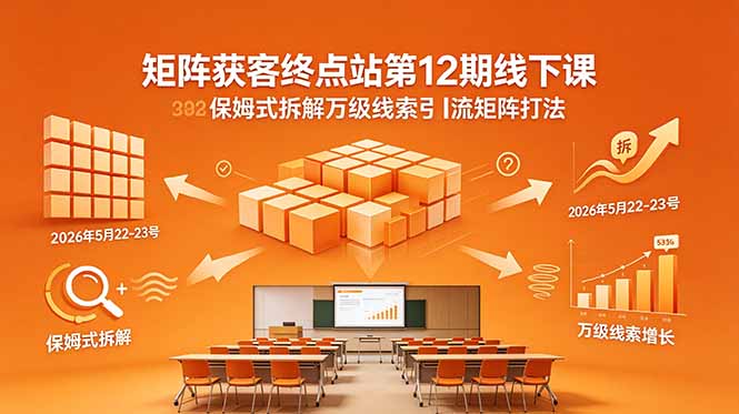 矩阵获客终点站第12期线下课 2026年5月22-23号 保姆式拆解万级线索引流矩阵打法-保成圈-山云人力,分享创业咨询_最新网络项目资源