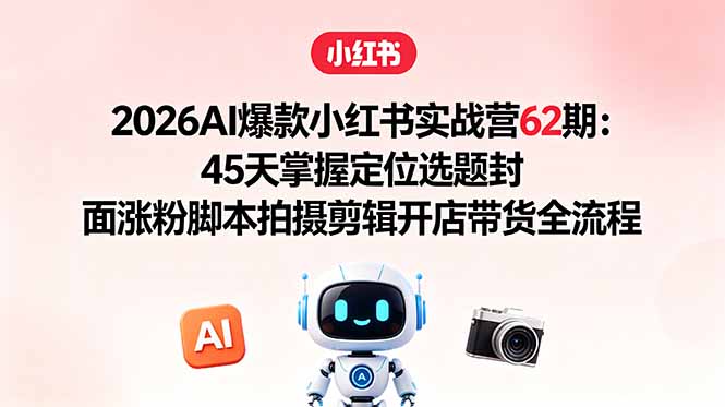 2026AI爆款小红书实战营62期：45天掌握定位选题封面涨粉脚本拍摄剪辑开店带货全流程-保成圈-山云人力,分享创业咨询_最新网络项目资源